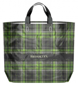 сумка-пакет хозяйств. 50*40см бруклин 160мкм, зеленая клетка 
