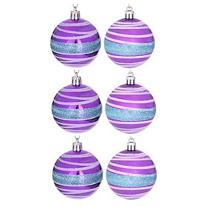 набор из 6 шаров 6см лиловый и бирюза 373-198 /сноубум