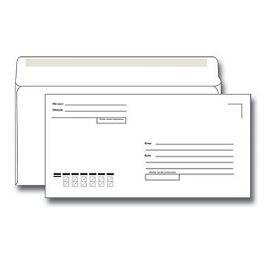 конверт е65, "куда-кому",  декстрин