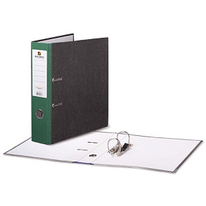 орднер 75мм с мраморный, метал.окантовка, безкармана,  зеленый корешок 220990 /br 