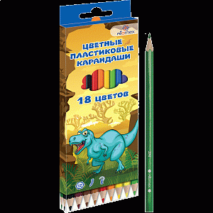 карандаши 18цв. пластиковые  ассорти  2м  шестигранные  5023610, 5023611 /attomex