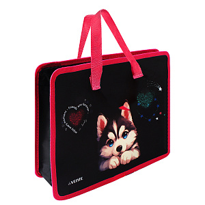 папка с ручками а4  на молнии cute husky. пластик 400мкм, 8057517 /devente