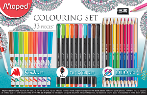 набор 33предм. (10 флом.-кистей, 10 капил.ручек, 12 двустор. цв.каранд., точилка) 897417 /maped