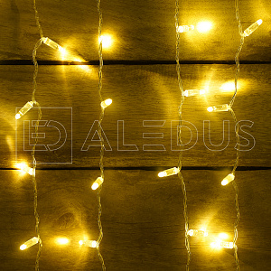 занавес aledus 2x1 м, прозрачный провод, пвх, теплый белый, без мерцания