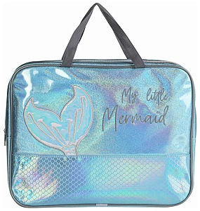 папка с ручками а4 на молнии чешуя русалки - голубая, ткань, пт-7839 /пп