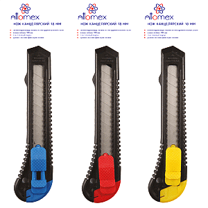 нож канцелярский 18мм, в блистере, 4090301 /attomex