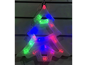 эл.гирл. панно елочка 30см led, мульти 220в  о0416-75