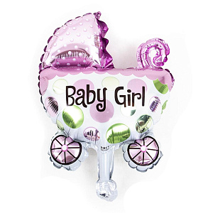 фигура коляска розовая baby girl 26*36см  фольга 518-053 /ladecor