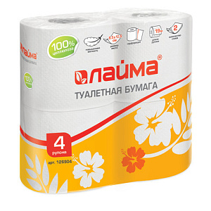 бумага туалетная  2-сл. белая  (4рул.*19м) 126904 /лайма
