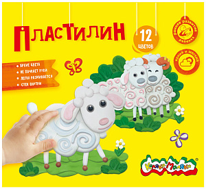 пластилин 12цв. + стек 180г  пкм12, пкм12-п  /каляка-маляка