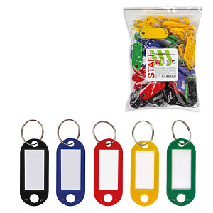 бирки для ключей 100шт, длина 52мм, инфо-окно 32*15мм, ассорти, 237730 /staff