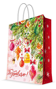 нг пакет бумажный 33*45,7*10,2 поздравляю, ламинация, 140г/м 86276 /magictime