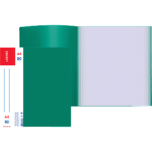 папка с 80 файлами  30мкм, 0.8мм, сменная этикетка, зеленая, 3106401, а80-822  /deventе