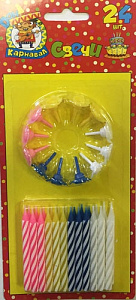 свечи для торта разноцветные 24шт с подставками  с-1231 /дон карнавал