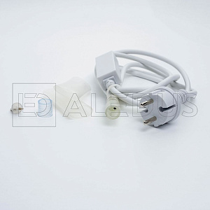 комплект подключения для дюралайта aledus 1.5а, 2 м, белый, с вилкой
