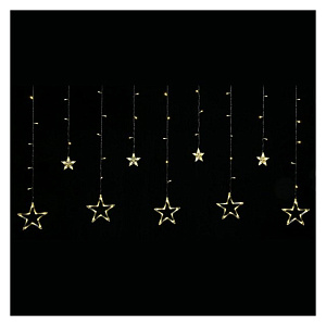 эл.гирлянда 138 светодиодов 1*2м 12нитей занавес звезды теплый белый 8реж. dclld-138ww-c