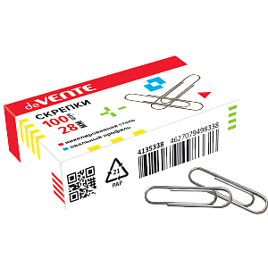 скрепки 28мм никелированные 100шт. 4135338 4135602 /devente