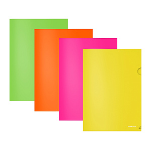 папка-уголок 0,18 glossy neon ассорти 50159 /ek