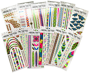тату-наклейки  neon 12*24см ассорти  953040