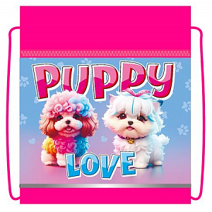 мешок для обуви max 490*410мм с карманом на замочке щеночки. ткань, сдс-57 /пчелка