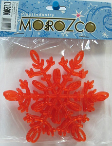 декор.укр. снежинка 6шт. красная d=125мм с125006