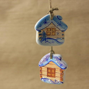 сувенир-подвеска домик керамика, в инд.кор. /tavolga