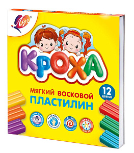 пластилин 12цв. 198г кроха мягкий 23с1484-08 /луч