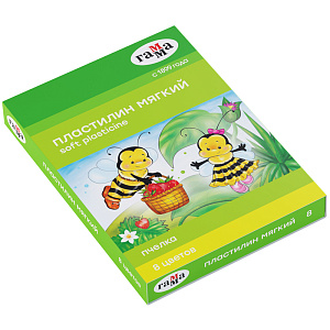 пластилин 8цв. + стек 98г пчелка воск. к/уп 280038н /гамма