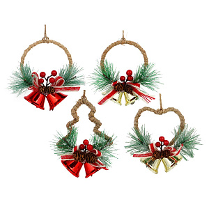 подвеска украшение колокольчик 10*12см металл, полиэстер (2 диз.) 379-218 /сноубум изображение подвеска украшение колокольчик 10*12см металл, полиэстер (2 диз.) 379-218 /сноубум