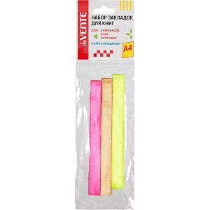 закладки-ляссе самоклеящиеся а4 3шт., neon 12*400мм, 8065915 /devente
