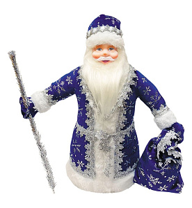 дед мороз под елку 40см в синей шубе инд.уп. дм-11