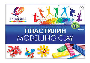 пластилин 8цв. 160гр + стек классика 12с867  /луч
