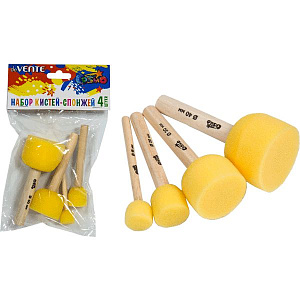 набор кистей-спонж cosmo 4шт. d-15, 20, 30, 40мм с деревянной ручкой, 8072350 /devente