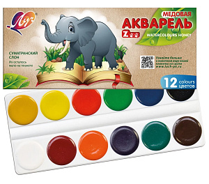 акварель 12цв. zoo, картон.коробка, 19с1247-08 /луч