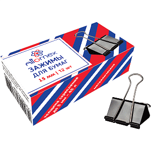 зажим для бумаг 15мм  на 45л, черный 4131300 /attomex