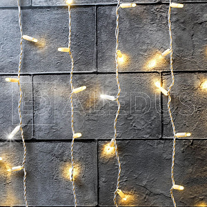 занавес aledus 2x3 м, белый провод, пвх, теплый белый, с мерцанием