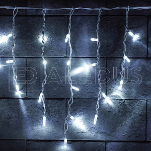 бахрома (айсикл) aledus 3x0.5 м, ip54, белый провод, пвх, белый, с мерцанием