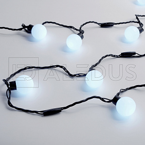 гирлянда с шариками aledus 5 м, черный провод, пвх, белый
