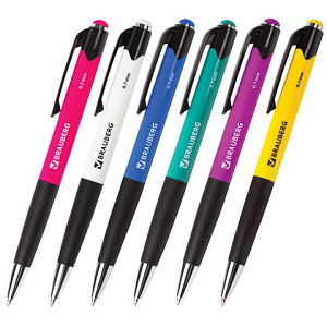 ручка-автомат 0.7/0.35  contact, корпус ассорти, резиновый  упор, 141156, синяя /br