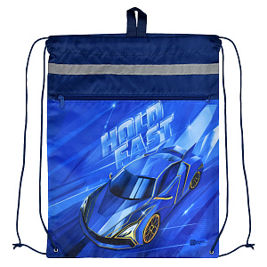 мешок для обуви 1отд.+карман на молнии мегаскорость 36*48 светоотр. полиэстер, 62596 /фен