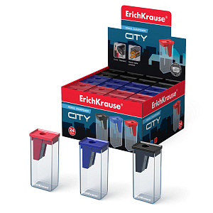 точилка пластиковая с контейнером city 21830 60021 60022 60023 /ек