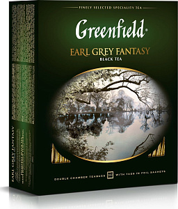 чай greenfield "earl grey fantasy", черный с бергамотом, 100 пакетиков в конв. по 2 г изображение чай greenfield "earl grey fantasy", черный с бергамотом, 100 пакетиков в конв. по 2 г
