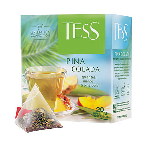 чай tess (тесс) "pina colada", зеленый с ароматом тропических фруктов, 20пирамидок по 1,8г, 0787-12 изображение чай tess (тесс) "pina colada", зеленый с ароматом тропических фруктов, 20пирамидок по 1,8г, 0787-12