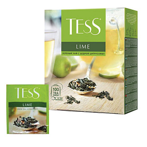 чай tess (тесс) "lime", зеленый с цедрой цитрусовых, 100пак. по 1,5 г, 0920-09 изображение чай tess (тесс) "lime", зеленый с цедрой цитрусовых, 100пак. по 1,5 г, 0920-09