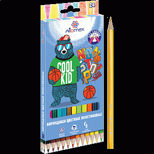 карандаши 24цв. пластиковые ассорти  2м  шестигранные 5024610 5024611 /attomex