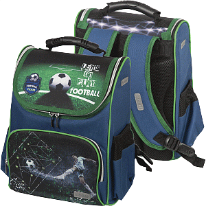 ранец эргономический   lite  footbal team 34*27*20см, 900г, 1 отделение,  3 кармана,  светоотражатели, 7030025, 7030833  /devente