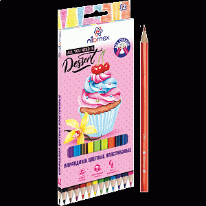 карандаши 12цв. пластиковые dolce vita диаметр-2,65мм, 2м, 5022611 /attomex