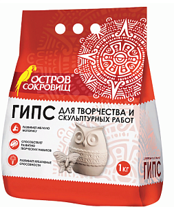 гипс скульптурный 1000г, прочность г-16, пакет, серый 661546 /остров сокровищ