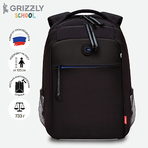 рюкзак эргономичный 26*39*19см, 733г, 5+4к 14.5л, полиэстер, черный-синий, rb-356-5 /grizzly