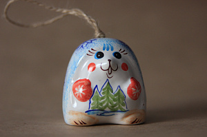 сувенир-подвеска ежик малый в снежинках керамика, в инд.кор. /tavolga